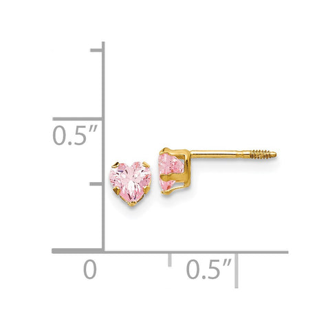 14k Madi K 4mm Pink CZ Heart Earrings-WBC-GK144