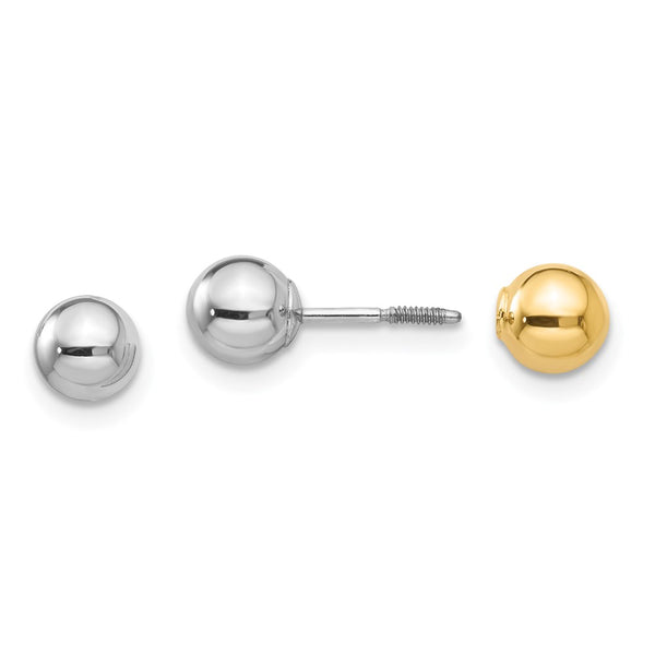 14k Madi K Two-tone Reversible 5mm Ball Screw Earrings-WBC-GK422