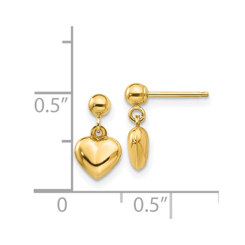14k Madi K Puffed Heart Dangle Earrings-WBC-GK511