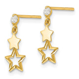 14k Madi K CZ Polished Star Post Dangle Earrings-WBC-GK595