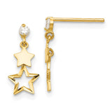 14k Madi K CZ Polished Star Post Dangle Earrings-WBC-GK595