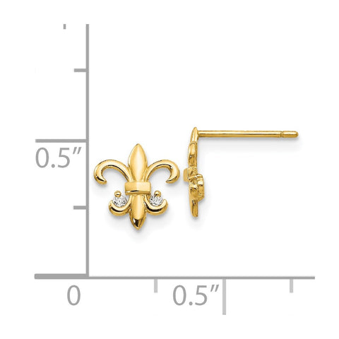 14k Madi K CZ Fleur de lis Post Earrings-WBC-GK608