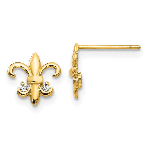 14k Madi K CZ Fleur de lis Post Earrings-WBC-GK608