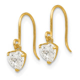 14k Madi K CZ Children's Heart Dangle Earrings-WBC-GK628