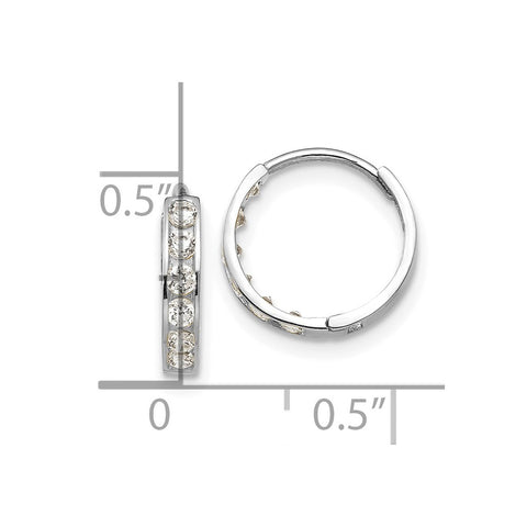 14k White Gold Madi K CZ Children's Hinged Hoop Earrings-WBC-GK650W