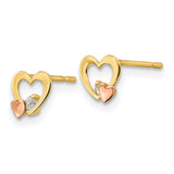 14k Yellow & Rose Gold Madi K CZ Children's Heart Post Earrings-WBC-GK713