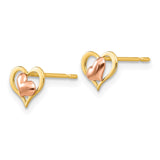 14k Yellow & Rose Gold Madi K Children's Heart Post Earrings-WBC-GK734