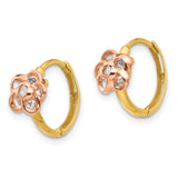 14k Yellow & Rose Gold Madi K CZ Flower Hinged Hoop Earrings-WBC-GK789