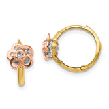 14k Yellow & Rose Gold Madi K CZ Flower Hinged Hoop Earrings-WBC-GK789