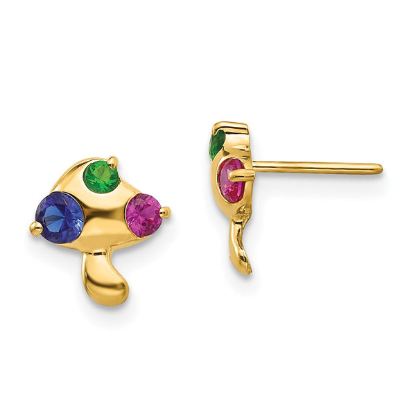 14k Madi K Multicolor CZ Children's Mushroom Earrings-WBC-GK832