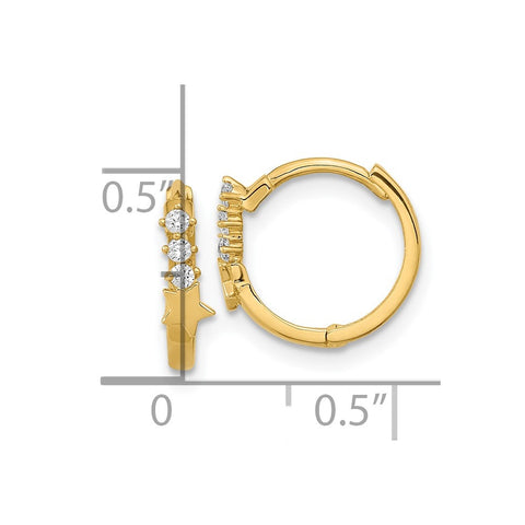 14k Madi K CZ Shooting Star Hinged Hoop Earrings-WBC-GK924