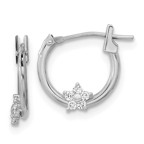 14k White Gold Madi K Polished CZ Star Hoops-WBC-GK925