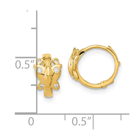 14k Madi K CZ Butterfly Hinged Hoop Earrings-WBC-GK953