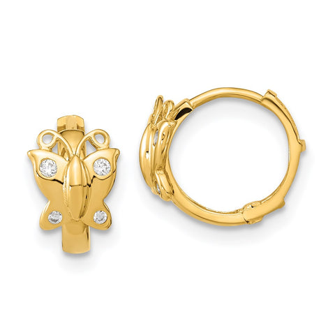 14k Madi K CZ Butterfly Hinged Hoop Earrings-WBC-GK953