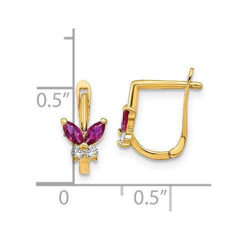 14k Madi K Polished Red and White CZ Butterfly Hoops-WBC-GK955