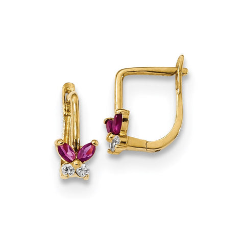 14k Madi K Polished Red and White CZ Butterfly Hoops-WBC-GK955