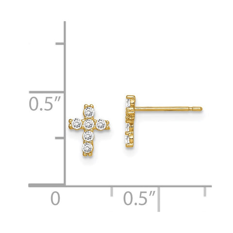 14k Madi K CZ Cross Post Earrings-WBC-GK977