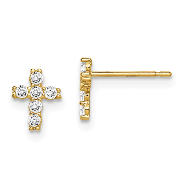 14k Madi K CZ Cross Post Earrings-WBC-GK977