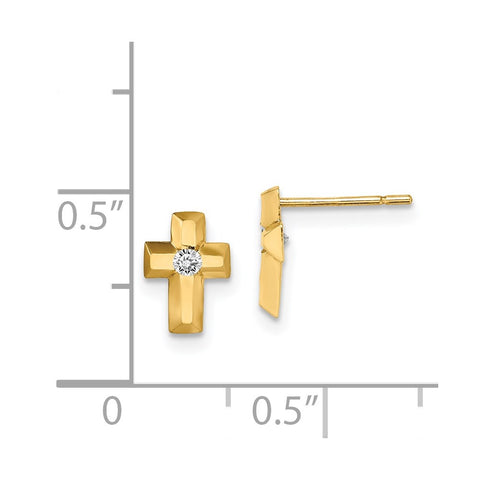 14k Madi K CZ Cross Post Earrings-WBC-GK981