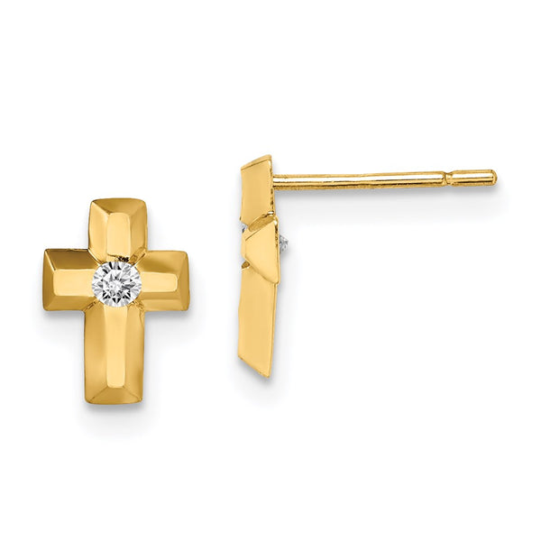 14k Madi K CZ Cross Post Earrings-WBC-GK981