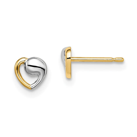 14k Madi K & White Rhodium Heart Post Earrings-WBC-GK985