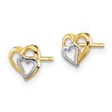 14k Madi K & White Rhodium Cut-out Hearts Post Earrings-WBC-GK986