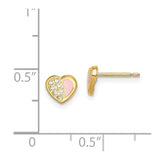 14k Madi K CZ Pink Enamel Heart Post Earrings-WBC-GK987