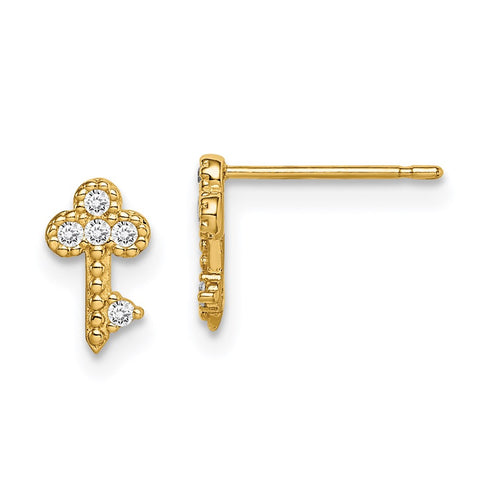 14k Madi K Key CZ Post Earrings-WBC-GK992