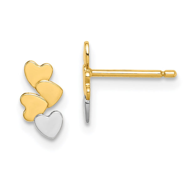 14k Madi K & White Rhodium Hearts Post Earrings-WBC-GK995