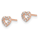 14k Madi K Rose Gold Heart CZ Post Earrings-WBC-GK999