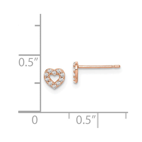 14k Madi K Rose Gold Heart CZ Post Earrings-WBC-GK999