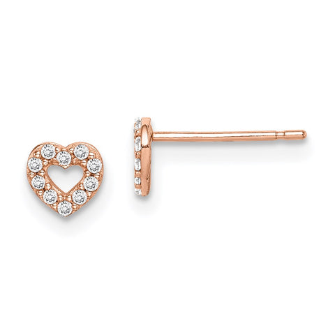 14k Madi K Rose Gold Heart CZ Post Earrings-WBC-GK999