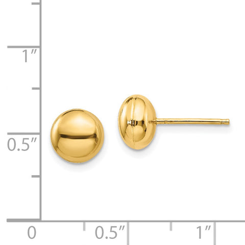 14k Polished 8mm Button Post Earrings-WBC-H1022