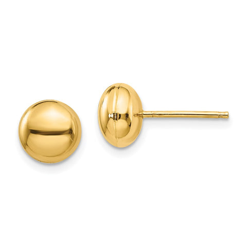 14k Polished 8mm Button Post Earrings-WBC-H1022