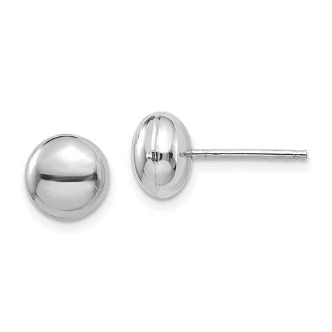 14k White Polished 8mm Button Post Earrings-WBC-H1023