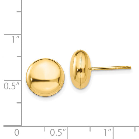 14k Polished 10.5mm Button Post Earrings-WBC-H1025