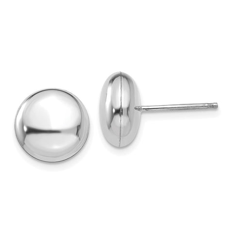 14k White Polished 10.5mm Button Post Earrings-WBC-H1026