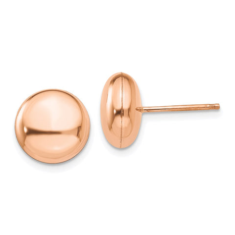 14k Rose Polished 10.5mm Button Post Earrings-WBC-H1027