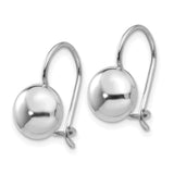 14k White Polished 8mm Button Kidney Wire Earrings-WBC-H1032