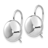 14k White Polished 12mm Button Kidney Wire Earrings-WBC-H1038