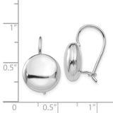 14k White Polished 12mm Button Kidney Wire Earrings-WBC-H1038