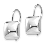 14k White Polished 9.5mm Puffed Square Kidney Wire Earrings-WBC-H1041