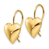 14k Polished 11.5mm Puffed Heart Kidney Wire Earrings-WBC-H1042