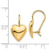 14k Polished 11.5mm Puffed Heart Kidney Wire Earrings-WBC-H1042