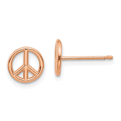 14K Rose Gold Polished Peace Symbol Post Earrings-WBC-K4516R