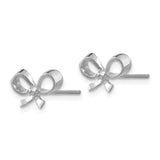 14k White Gold Bow Post Earrings-WBC-H1052