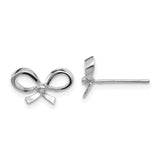 14k White Gold Bow Post Earrings-WBC-H1052