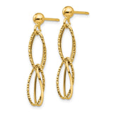 14k Gold Polished Textured Post Dangle Earrings-WBC-H1056