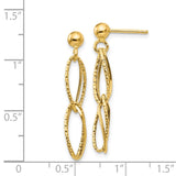 14k Gold Polished Textured Post Dangle Earrings-WBC-H1056