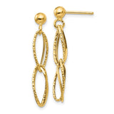 14k Gold Polished Textured Post Dangle Earrings-WBC-H1056